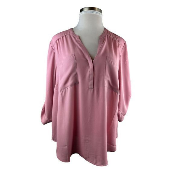 NWT Torrid Harper Georgette Pullover 3/4 Sleeve Blouse Rose Plus Size 3 3X 22-24 - Picture 2 of 14